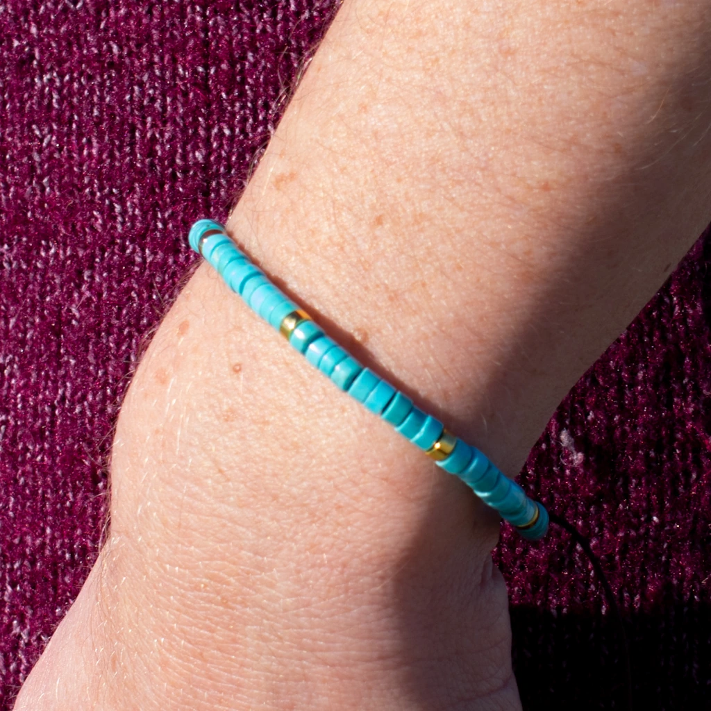 bracelet en turquoise porté