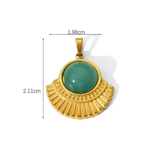 Pendentif femme en Amazonite – Bijou doré à l'or fin – Élégant et raffiné – Image 4