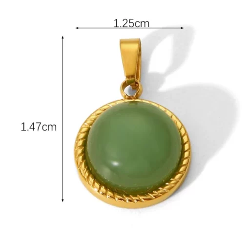Pendentif en aventurine verte – Doré à l'or fin – Bijou élégant et raffiné – Image 2