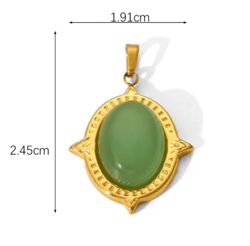pendentif aventurine verte naturelle et or