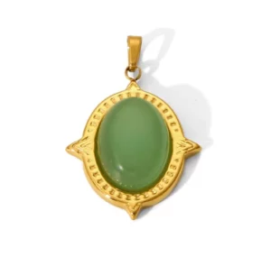 pendentif aventurine verte naturelle et or
