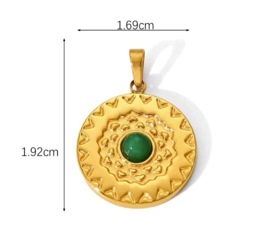 pendentif soleil avec pierre naturelle aventurine verte