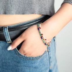 bracelet pierre de lune et grenat porté