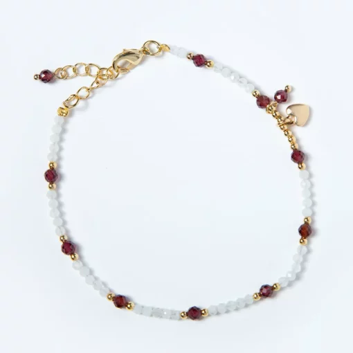 Bracelet en pierre de lune & Grenat (3mm) – Image 9