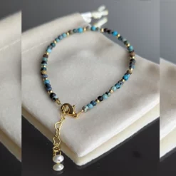 bracelet turquoise 3mm sur pochon