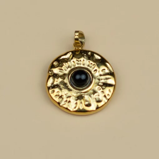Pendentif femme en Obsidienne noire - Dorure à l'or fin - bijou chic et élégant - Cadeau idéal – Image 2