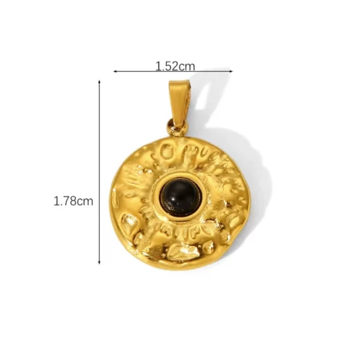 Pendentif femme en Obsidienne noire - Dorure à l'or fin - bijou chic et élégant - Cadeau idéal – Image 4