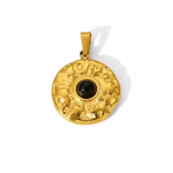 pendentif obsidienne et or