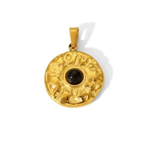 pendentif obsidienne et or