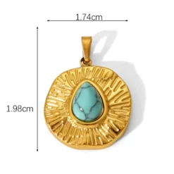 pendentif en turquoise et or avec mesure