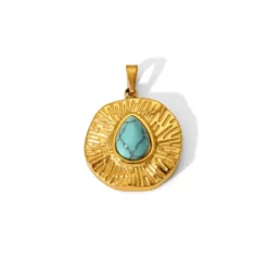 pendentif en turquoise et or