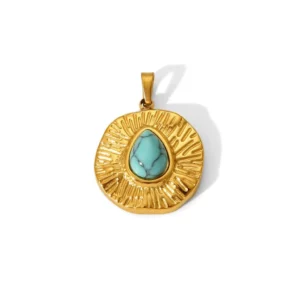 pendentif en turquoise et or