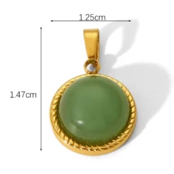 Alternative view of Pendentif en aventurine verte – Doré à l'or fin – Bijou élégant et raffiné