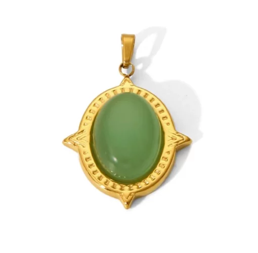 pendentif aventurine verte naturelle et or